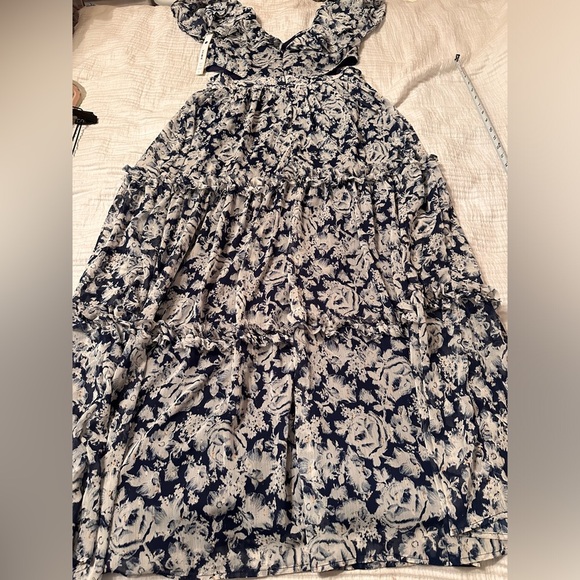 Aqua Tiered Cut-Out Floral Dress - NWT - Size L - Picture 6 of 13
